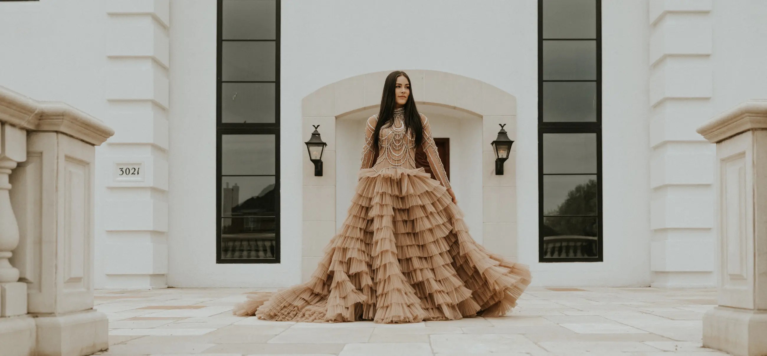 Models wearing cocktail dresses